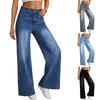 Damen Jeans mit weitem Bein Leichte gerade geschnittene lockere Jeans mit Kordelzug Denim Hose