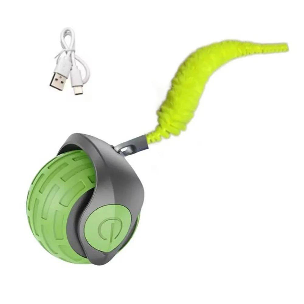 Plastic Interactive Cat Toy Ball Safe Rechargeable Cat Interactive Ball 2 Modes with Tail Cat's Automatic Rolling Ball Pets