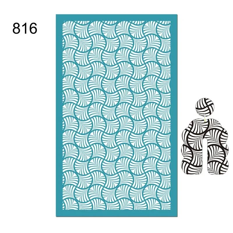 New Self-Adhesive Silk Screen Stencils for Polymer Clay Leaf Flower Decor Reusable Mesh Transfer Printing Earring Jewelry Making
