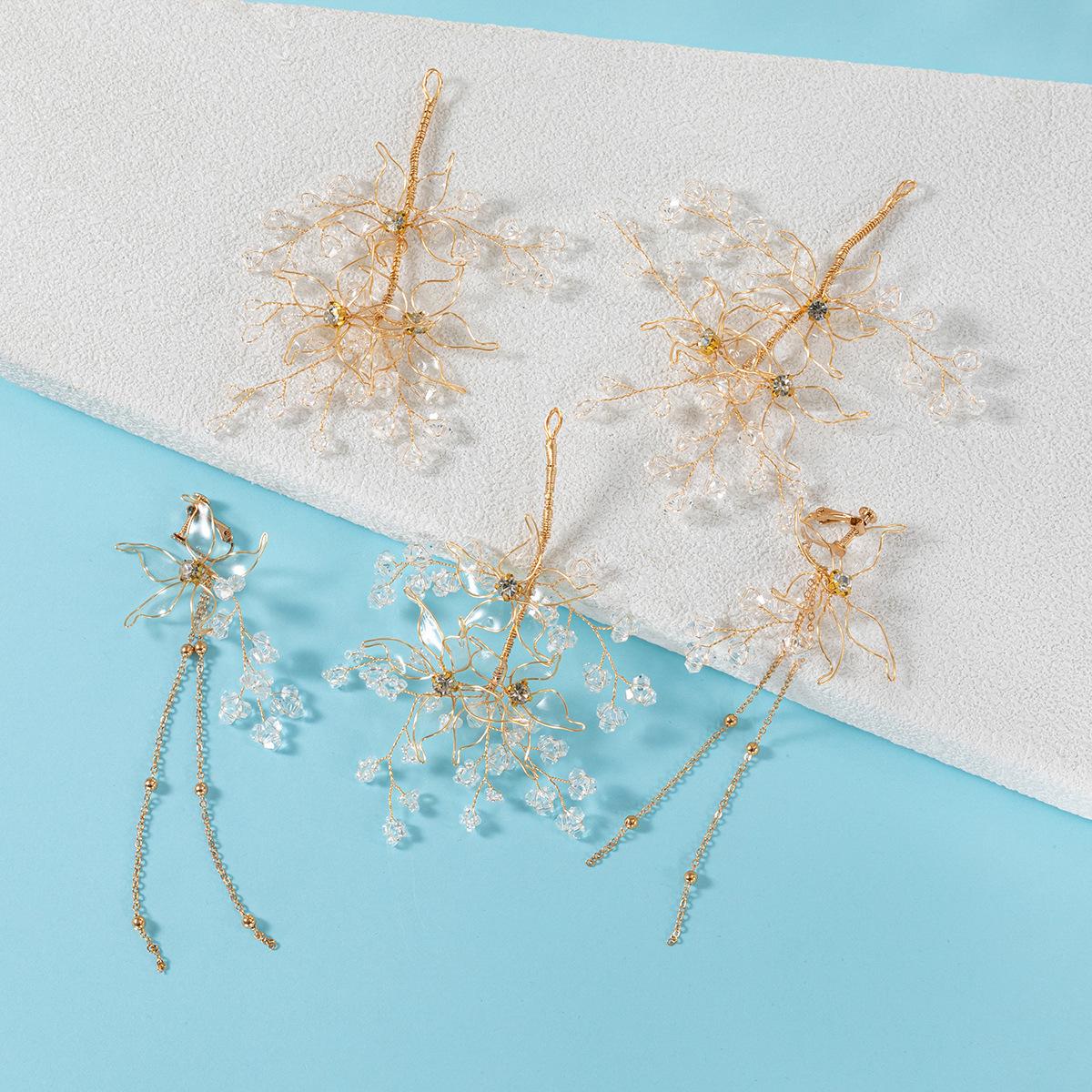 Gold Handwoven Bridal Hair Accessories Set: Shiny Headband & Headdress