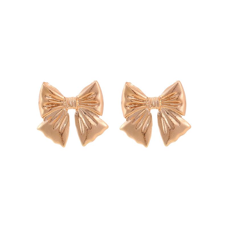 Yunjin, European and American jewelry niche design bow metal stud earrings ins elegant fashion versatile earrings women