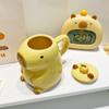 3D Capybara Tasse Keramik Kaffeetasse Cartoon Capybara Paar Tasse mit Henkel und Deckel Lustige Teetasse Tischutensilien für Mädchen Geschenk