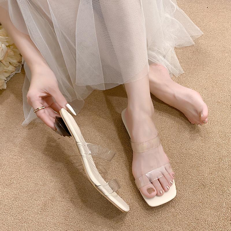 Fashion 2024 Fashion Solid Color Summer Women's Shallow Mouth Jelly Slippers Open Toe High Heels Women's Slippers Transparent Sandals