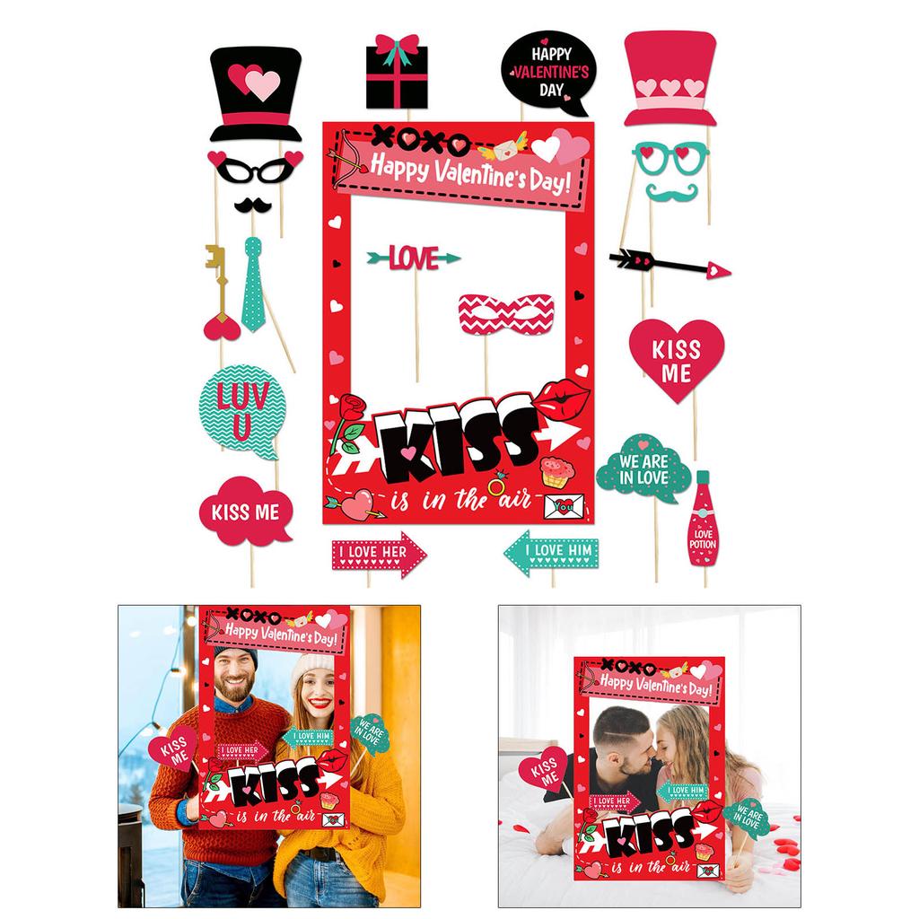 Celebrate Valentine's Day Eve with Photo Booth Properties Accessory Picture Frame for Fun Party Photos Decoration