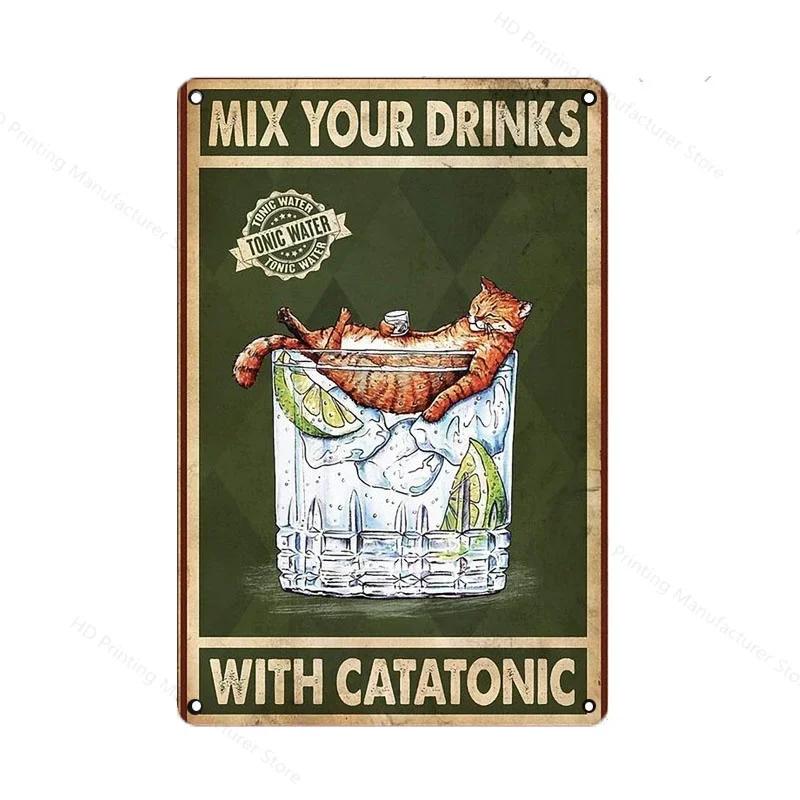 Schwarze Katze Frauen Metallschild Vintage 30 *20cm Blechschild Kaffee Yoga Schlafzimmer Club Dekoration Zuhause Vintage Kunstplatte Wandposter