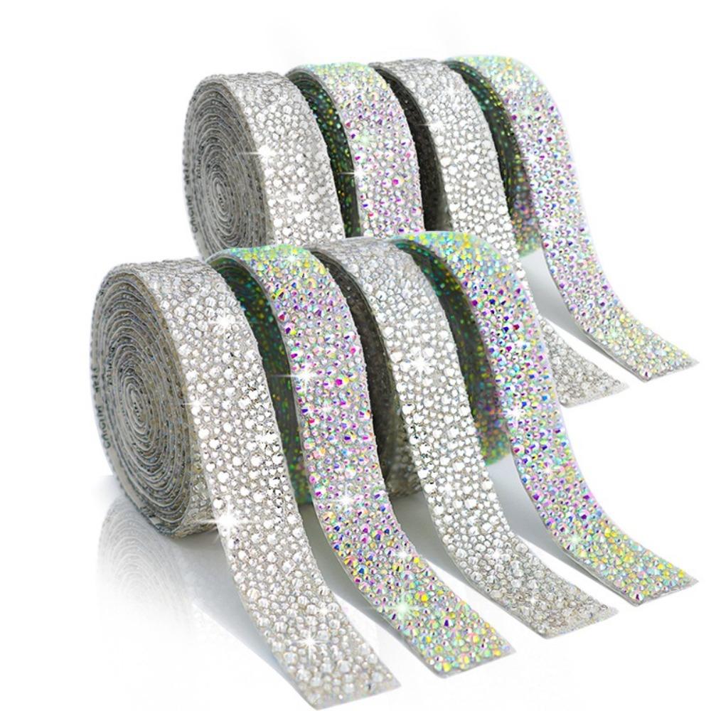 Arts Crafts Self-Adhesive Rhinestone Colorful Rhinestone Diamond Ribbon  for Car Phone Decoration