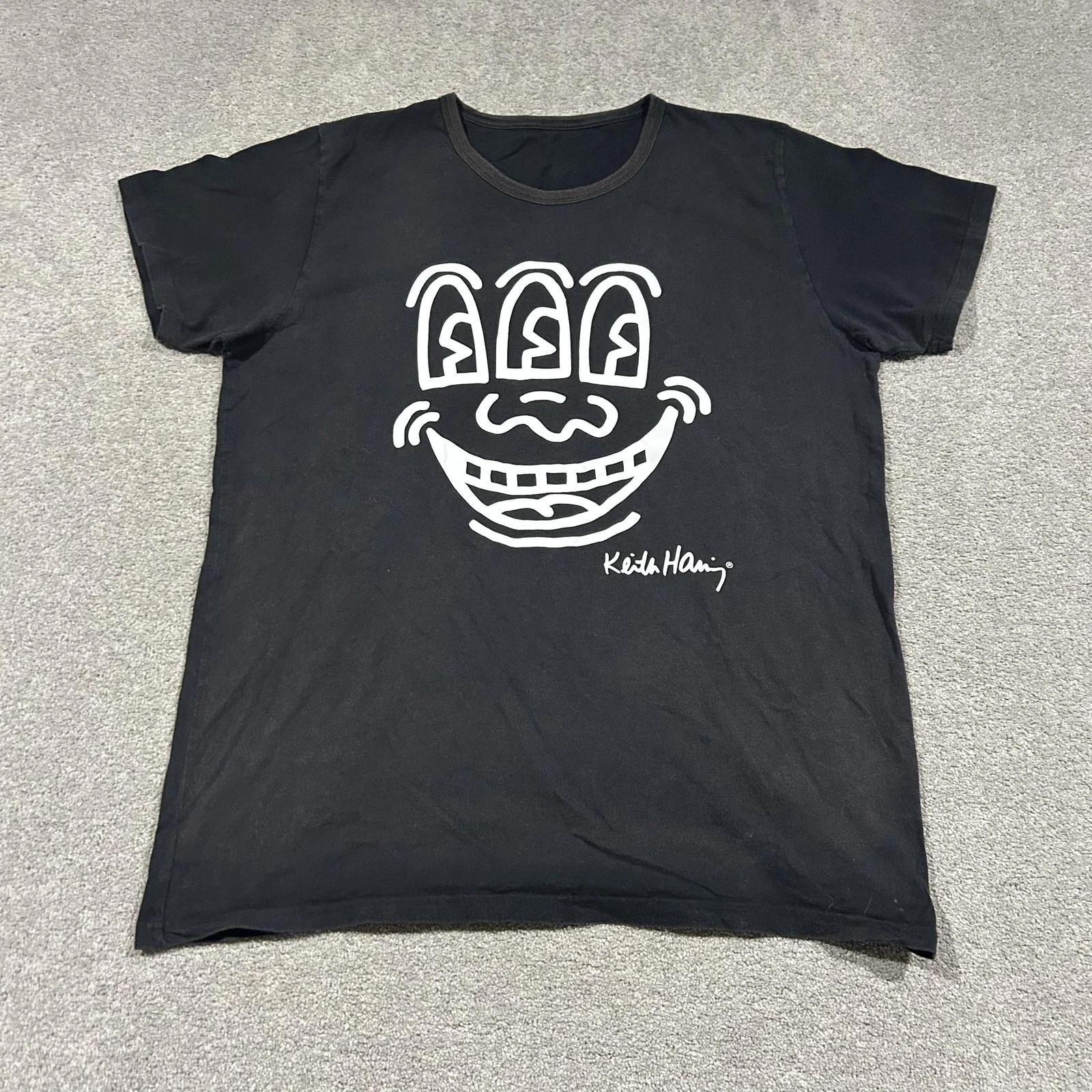 

Футболка Keith Haring Мужская XL Черная Три Глаза Улыбающееся Лицо Арт Графический Принт Стритвир 3XL