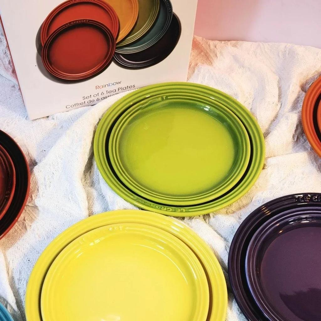 Französischer Gemüseteller in Regenbogen-Unterglasurfarbe, 9 Zoll, Keramik, 7 Zoll, Gemüseteller, Regenbogenfarben, westliche Lebensmitteltabletts