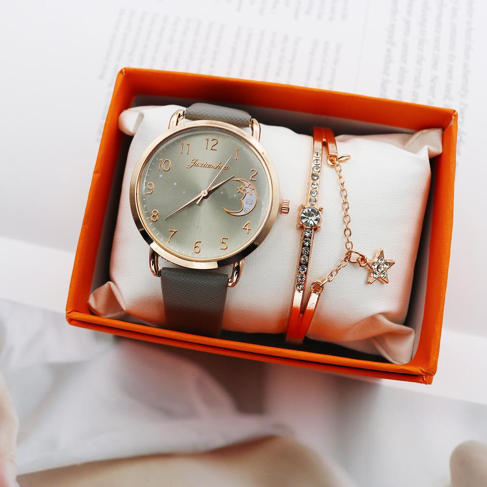 

Набор женский браслет и кварцевые часы с лунным узором - 2 предмета, модный комбо