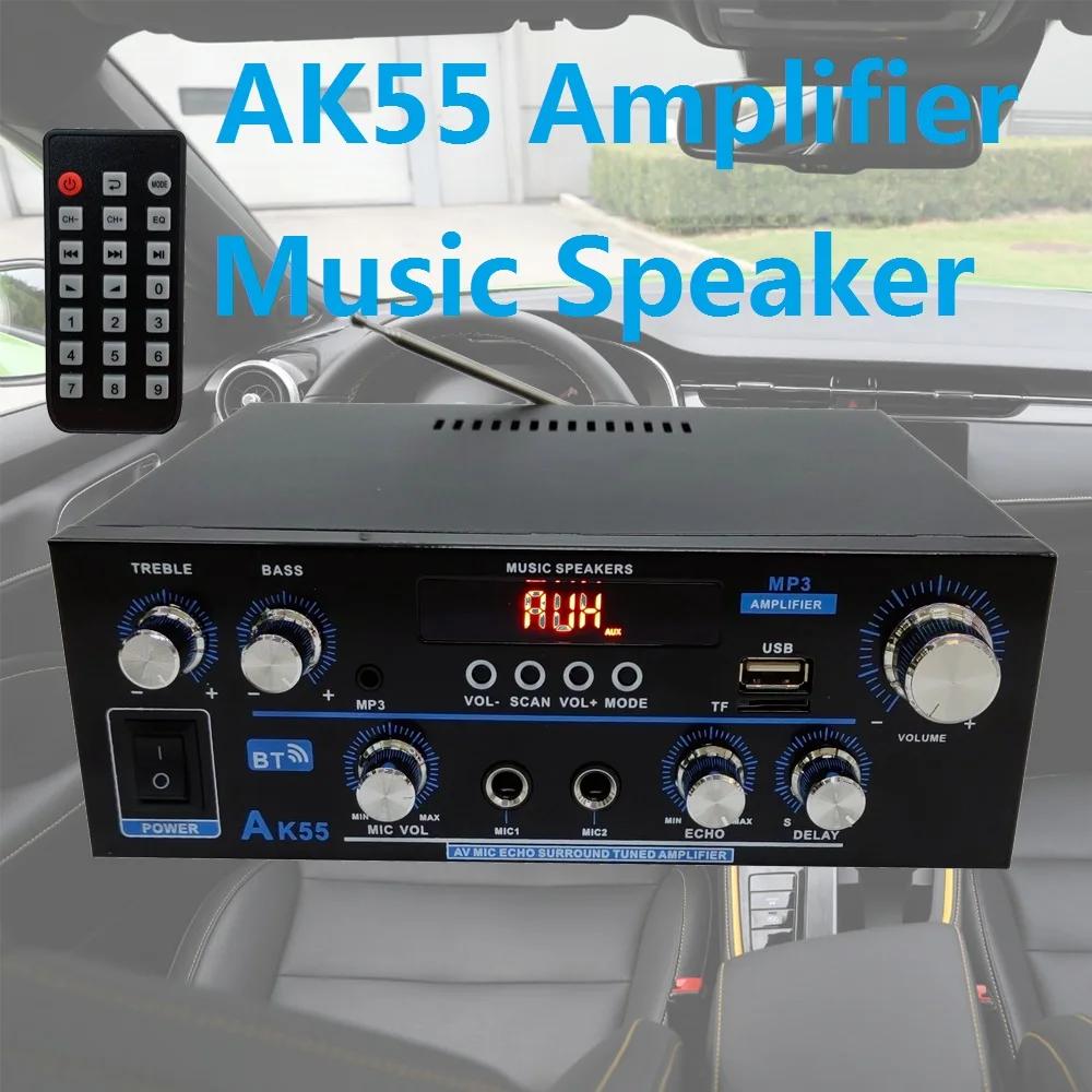 AK55 Auto-Verstärker 900W Max 2.0 Kanal Nennleistung 70W+70W Bluetooth Audio Hifi AMP Karaoke Musik-Player Unterstützt 110V 220V 12V