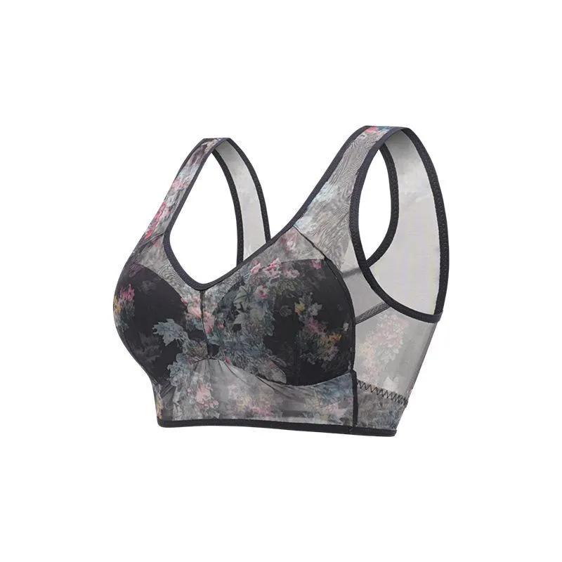 Sexy Pattern Printed Plus Size Vest Bra, One-Piece Fixed Cup Wireless Breathable Women Bra