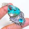 Natural Chrysocolla, Topaz 925 Sterling Silver Jewelry Pendant 2.56" ZS-398