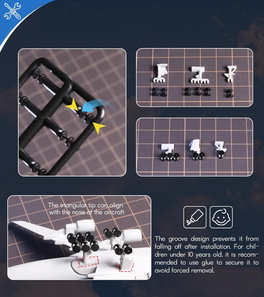 QIYUMOKE KLM 747 Flugzeugmodellbausatz Zusammengebautes Flugzeug mit Fahrwerk und Displayständer Größe für Erwachsene 1/400 (6 Zoll L) - -