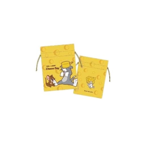 Marimo Craft Tom and Jerry Cheese Day Series Bean Drawstring Pouch, Cheese Day, Approx. W90 X H120mm, TJM-438
