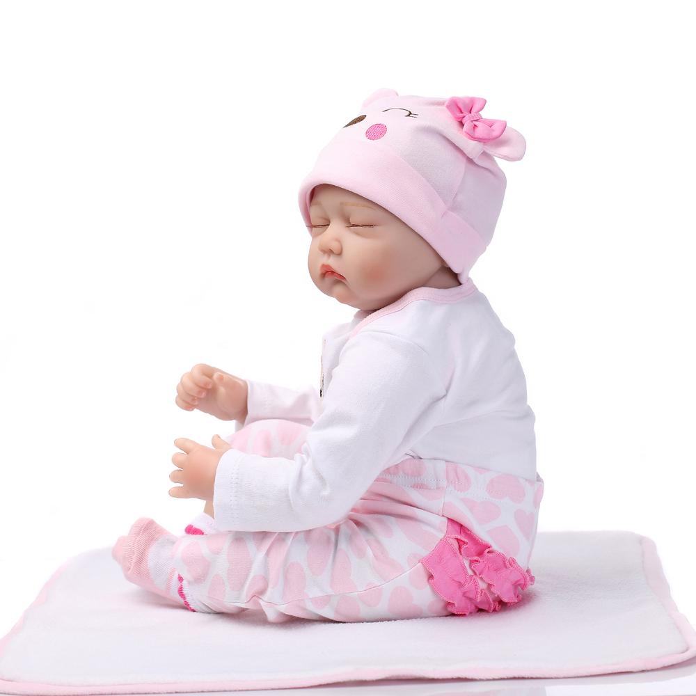 40/55 cm Cute Sleeping Reborn Baby Doll for Girl Boy Soft Cloth Body Rebirth Doll Handmade Implanted Mohair Simulation Dolls Like Real Kids Xmas Gifts