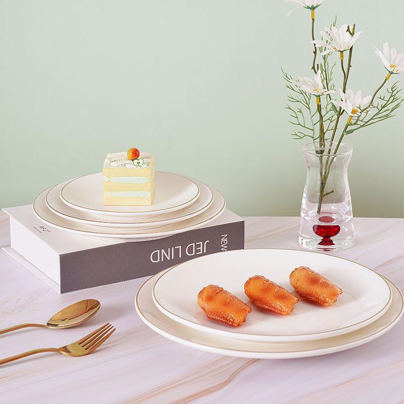 Gold Rim Ceramic Round Dinner Plate