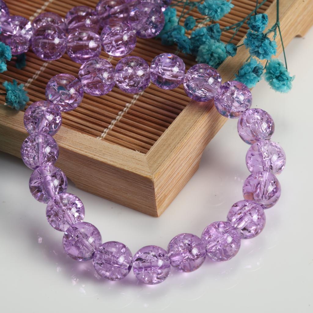 10mm Cracked Flower Glass Beaded Bracelets, Multi-Color Y2K Sweet Cool Style Bracelets for Women Fashion Jewelry Accessories