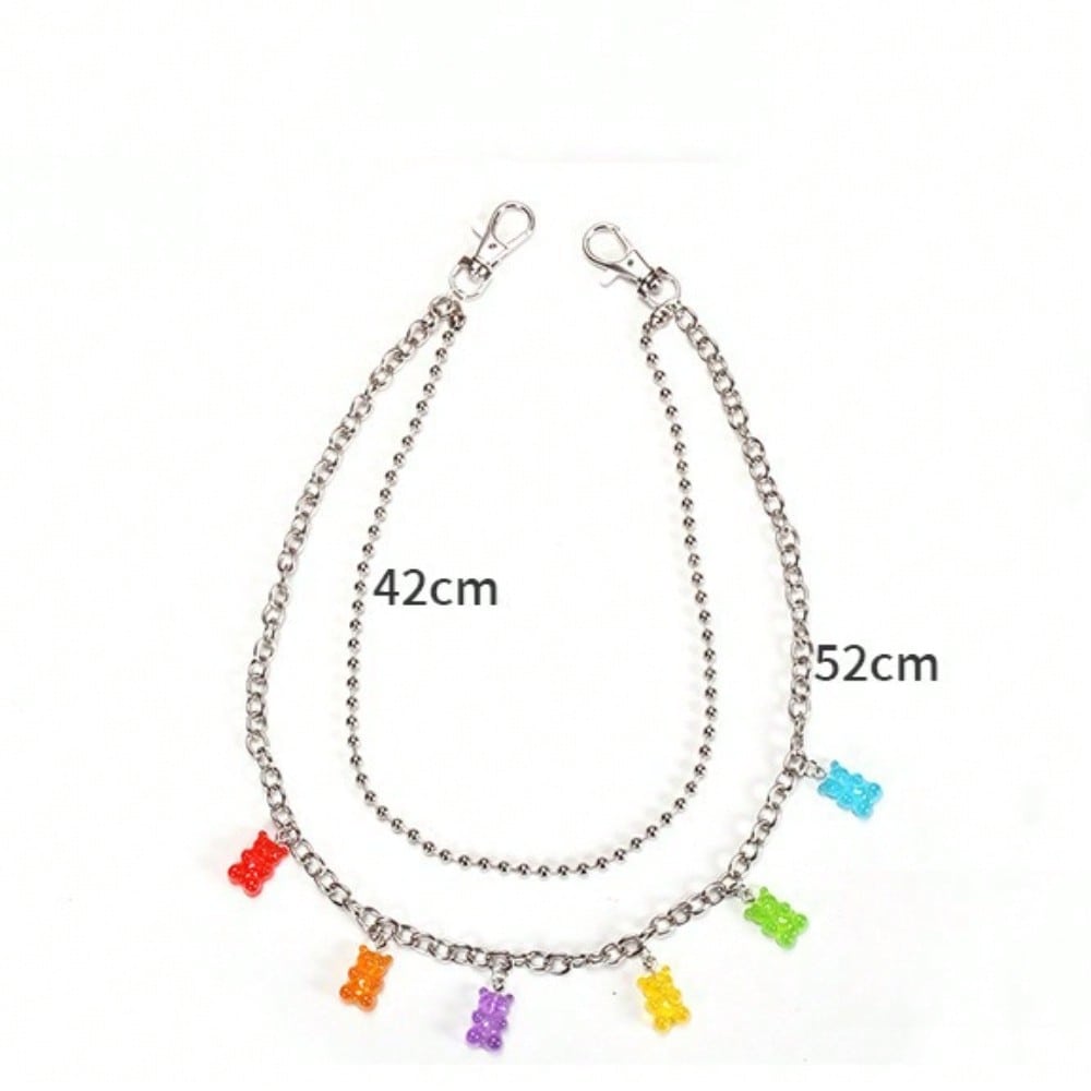 European and American Jewelry Sexy Candy Color Bear Waist Chain Trouser Chain Women's Fashion Color Chain Trouser Chain Decoration