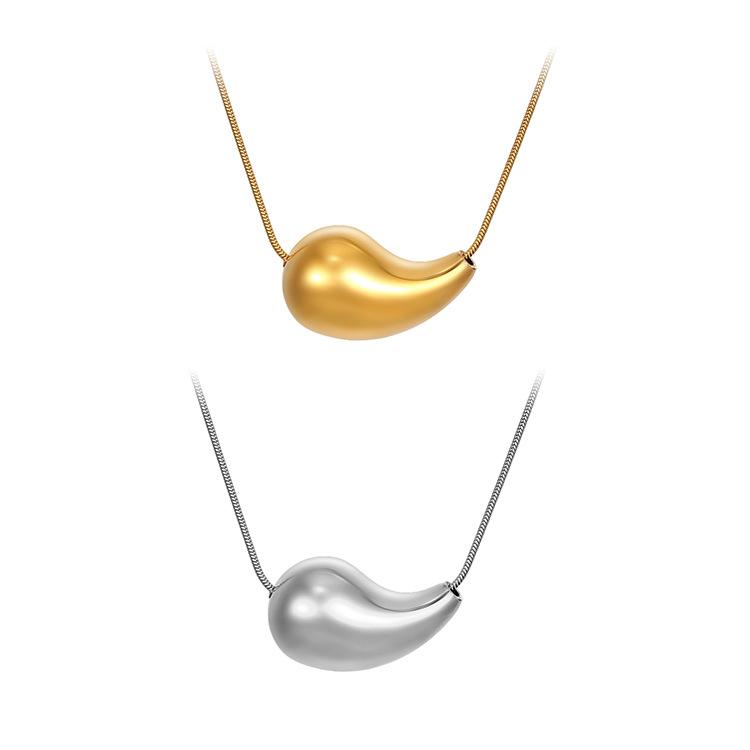 Cross-Border European And American Hot-Selling Stainless Steel Hollow Water Drop Pendant Necklace High-End Women'S Personality Comma Collarbone Chain