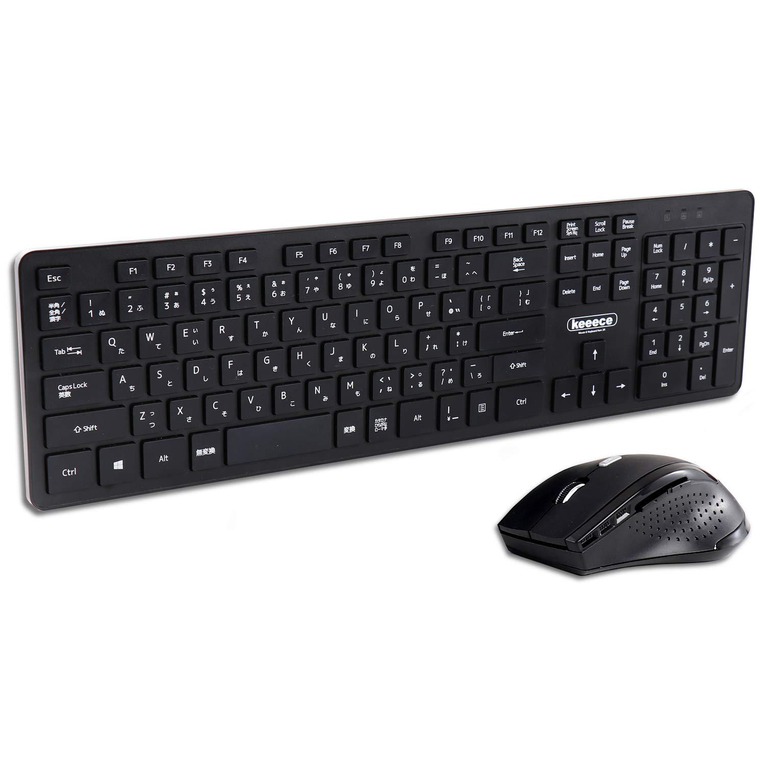 

3R Solution Wireless Keyboard and Mouse 108 Japanese Black 5-Button Set, 2.4GHz, Ergonomic, Keys, 800/1200/1600dpi, чорний