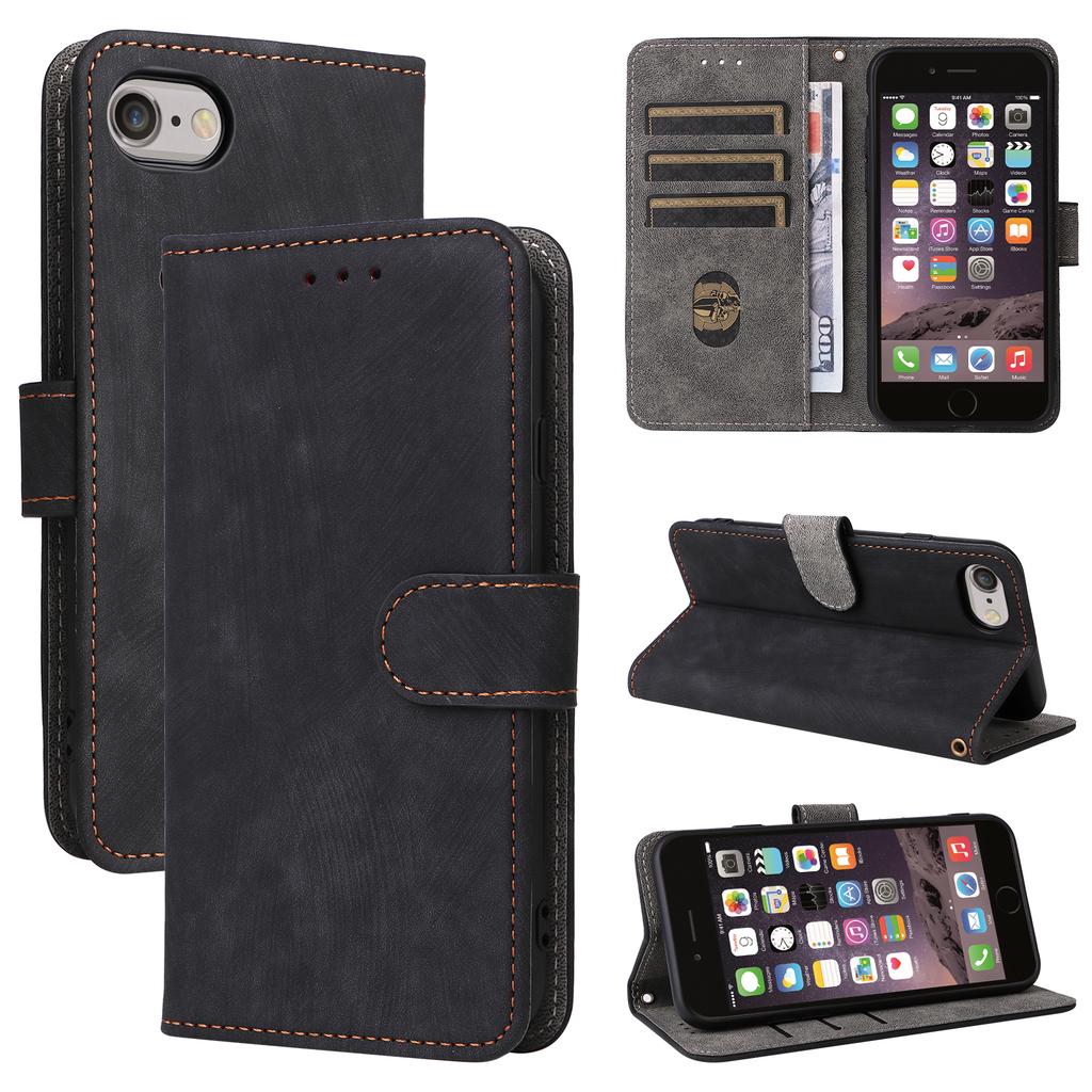 For iPhone 6/6s/7/8/SE (2020)/SE (2022) Case RFID Blocking Wallet Phone Cover with Strap
