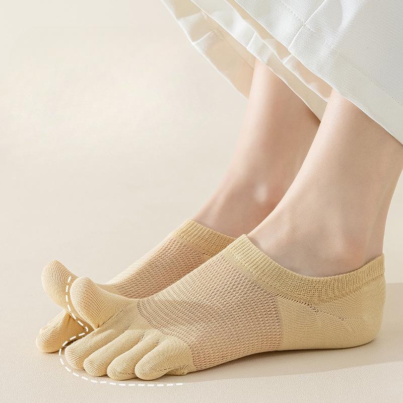 Boat Socks, Invisible Socks, Women's Summer Thin Five-finger Socks, Women's Mesh Anti-slip Shallow Mouth Boat Socks, Boneless Women's Socks