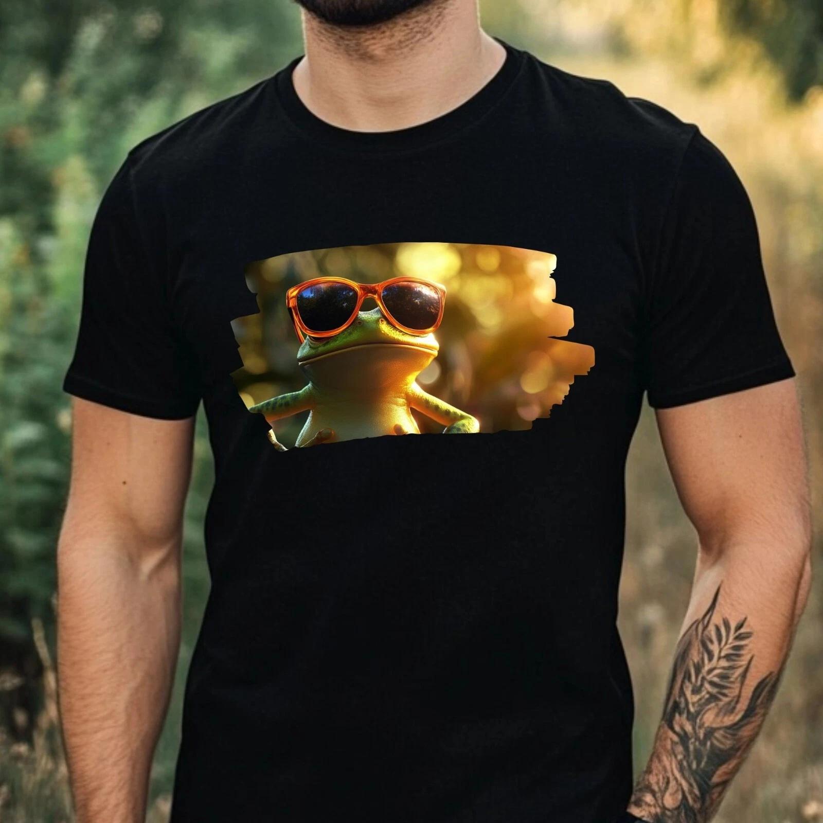 T-Shirt Herren Frosch mit Sonnenbrille Motiv Baumwolle Größe XS bis 5XL XXXL