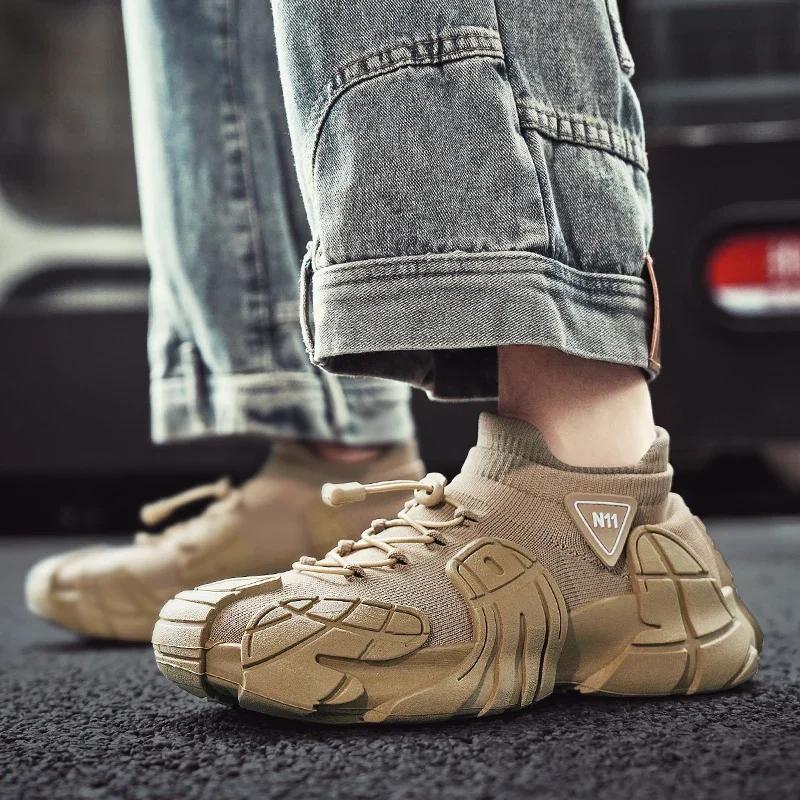 2025 Outdoor Breathable Men' Casual Sneakers Fashion Shoe Male Thick Bottom Mesh Shoes for Men Designed Sneaker Trendy All-match