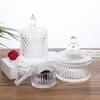 Clear Crystal Embossed Glass Yurt Candle Holder & Candy Jar with Lid