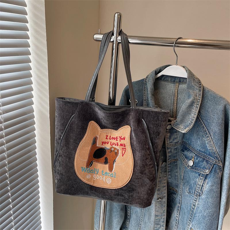 Backpack Bag Women'S Autumn High-Value Biscuits Cat Tote Bag Large-Capacity Shoulder Bag