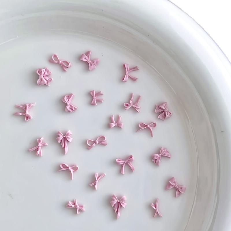50Pcs Light Pink Bowknot Nail Charms 3D Resin Ribbon Bow Nail Art Decoration Mini Kawaii Bow Tie Manicure Supplies Diy