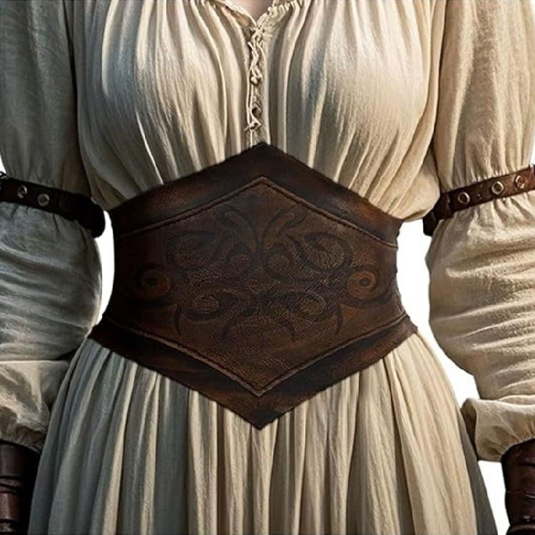 Embossed Corset Belt Adjustable Closure For Cosplay Historical Reenactors And Theater Bohemian Accessory