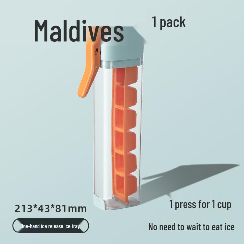 Single-Hand Press 6-Grid Ice Cube Tray with Storage Box