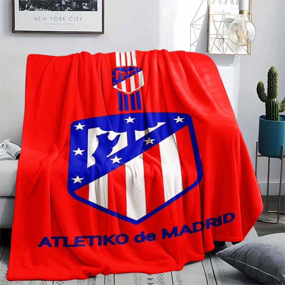 1Pc Atletico Madrid Logo Print Flannel Blanket High Quality Warm Comfortable Cover for All Seasons Perfect for Gifts Home Decor