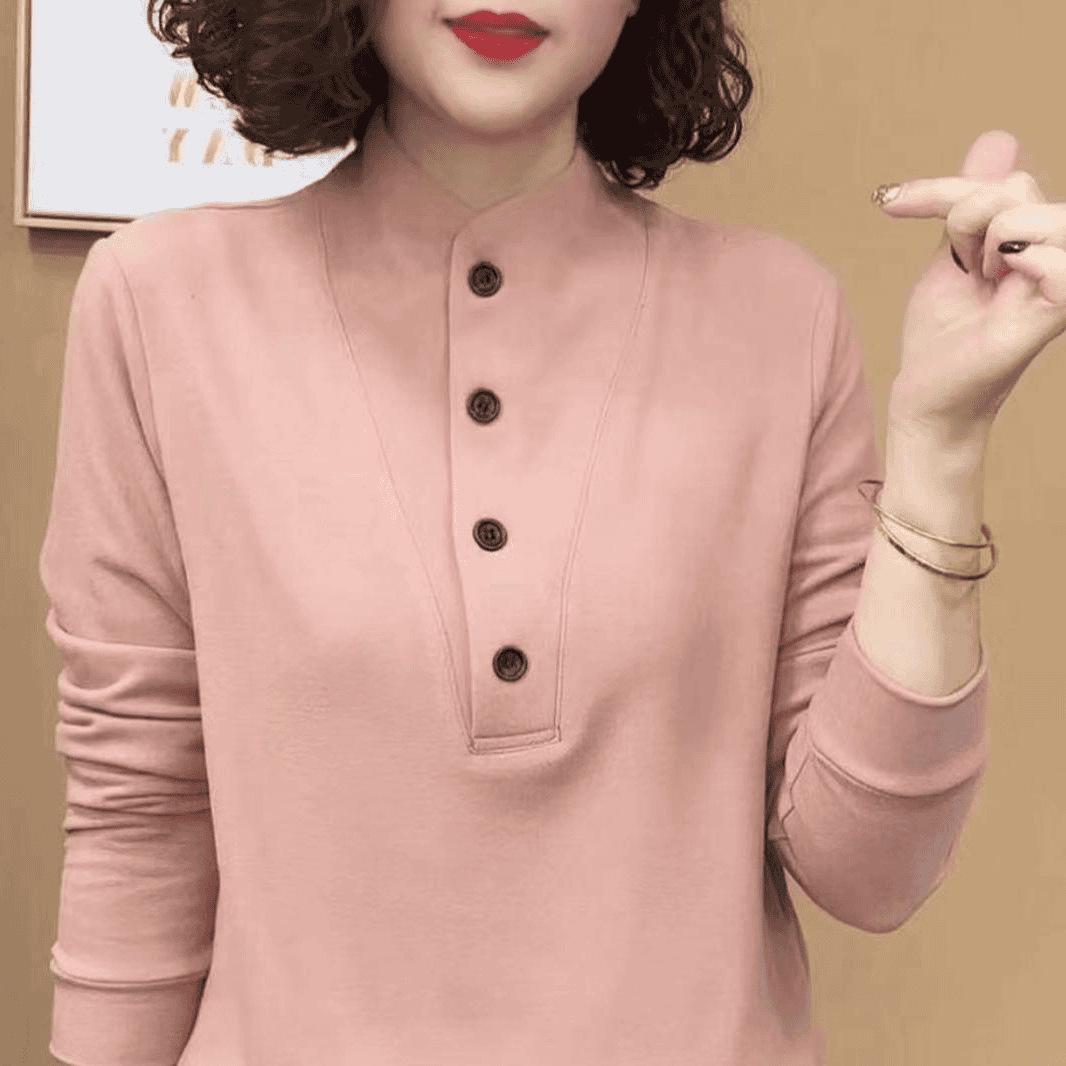 

2025 Trendy German Velvet Long Sleeve Slimming Women s Shirt 3XL [130-140 lbs]