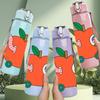 1PC Cartoon Apple Character Pattern 750ml Color Plastic Sports Water Bottle Leakproof Flip Straw Lid Suitable for Sports Office Home Use