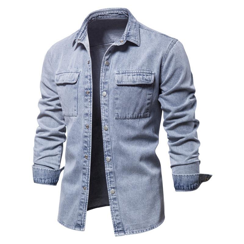 

Men’s Washed Denim Jacket Casual Street Style S чёрный