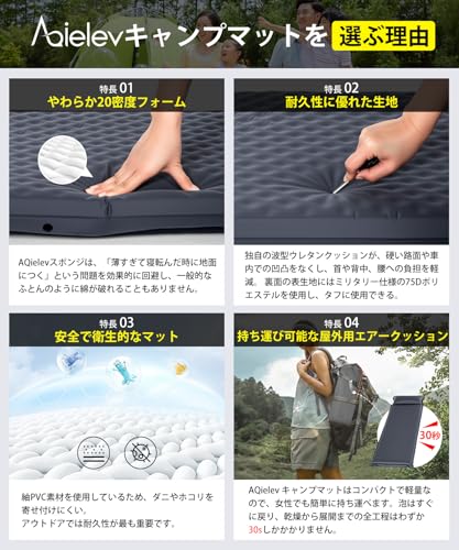 New for 2025 - Inflates In 30 Seconds, R-value 6.5. Thick 8cm Car Sleeping Mat with Pillow, High Elasticity, Compact, Infinitely Connectable, Foldable
