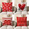 Home Decor Red Background With White Heart Pattern Pillow Pattern Cushion Cover Suitable For Sofa Bedroom Car Pillow Cover