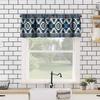 Blue Tribal Valance, Navajo Native American Navy Blue White Aztec Ethnic Geometric Print Blackout Short Window Curtain Drape for Kitchen Bedroom Cafe