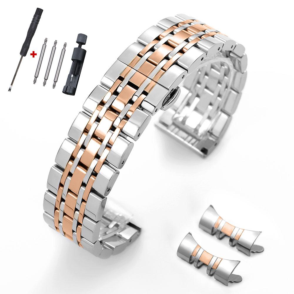 Solid Stainless Steel Band 16mm 18mm 19mm 20mm 21mm 22mm Universal Smartwatch Replacement Strap Bracelet Business Watchband Belt