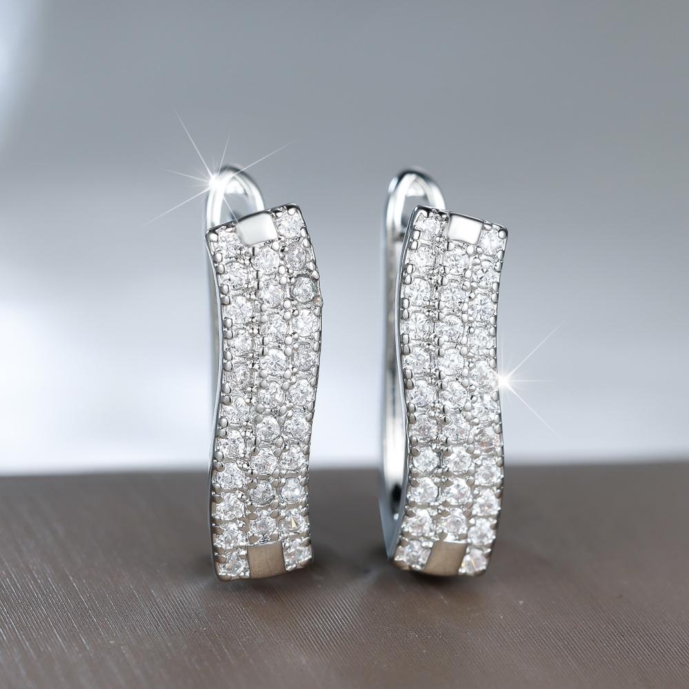 Exquisite White and Black Zircon Hoop Earrings for Women Golden Wedding Party Fashion Jewelry Gifts