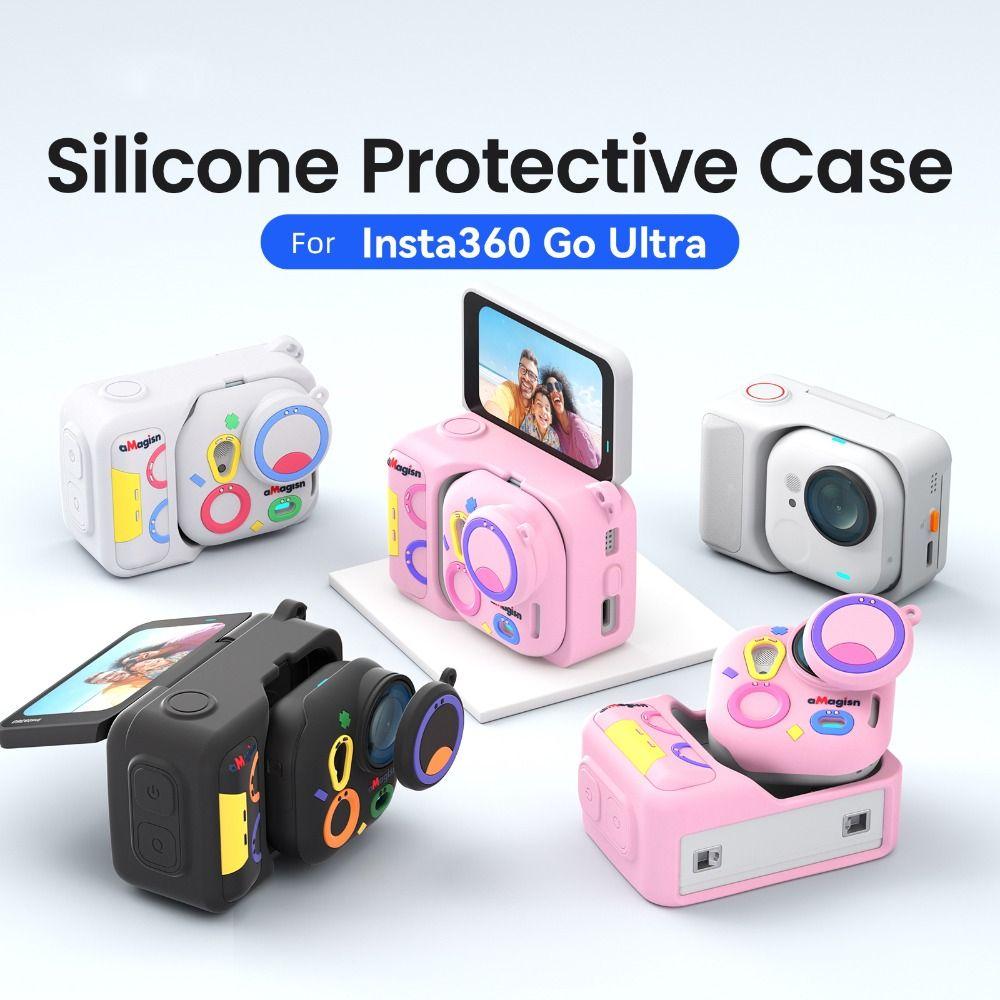 Silicone Protective Case Coloful Scratch-proof Body Cover Full Coverage With Anti-lost Rope for Insta360 Go Ultra