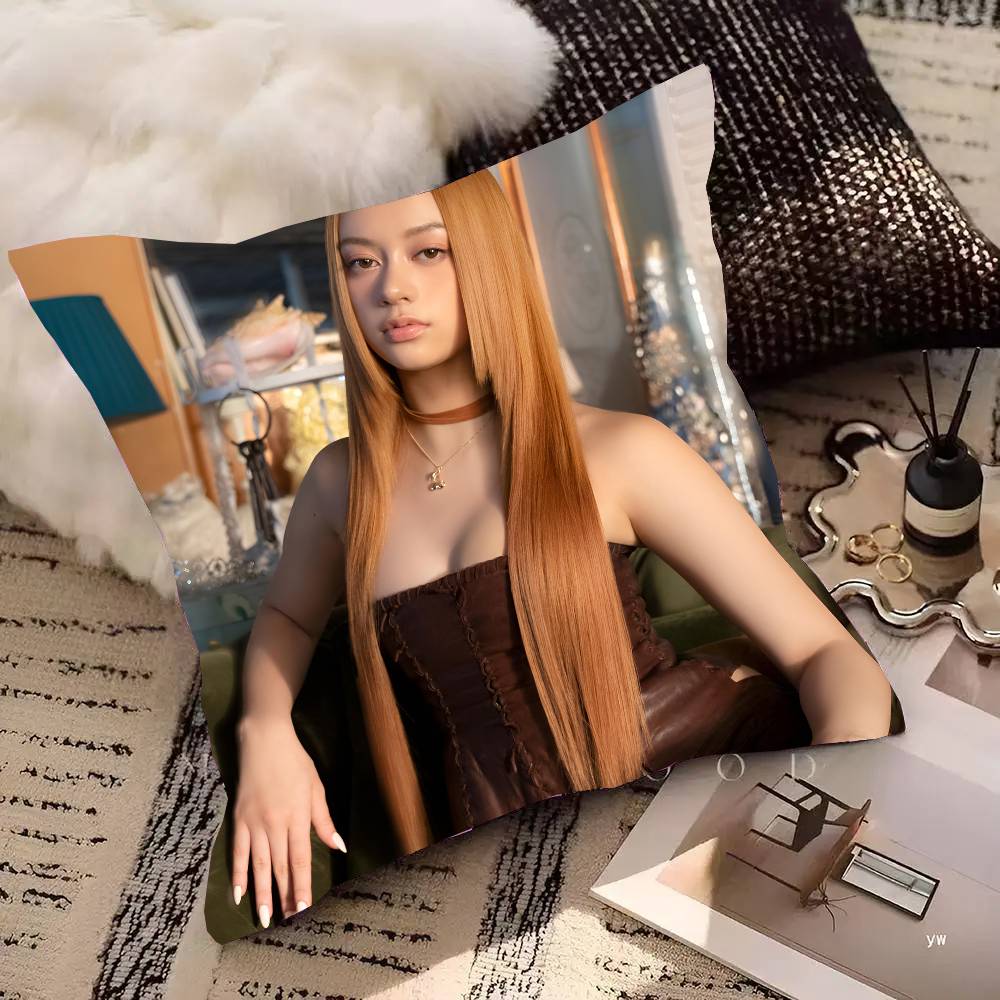 

KPOP MEGAN K-KATSEYE Pillow Case Square Pillow Bedroom Sofa Leisure Comfort Cushion Car Living Room Home Decoration 16x16Inch