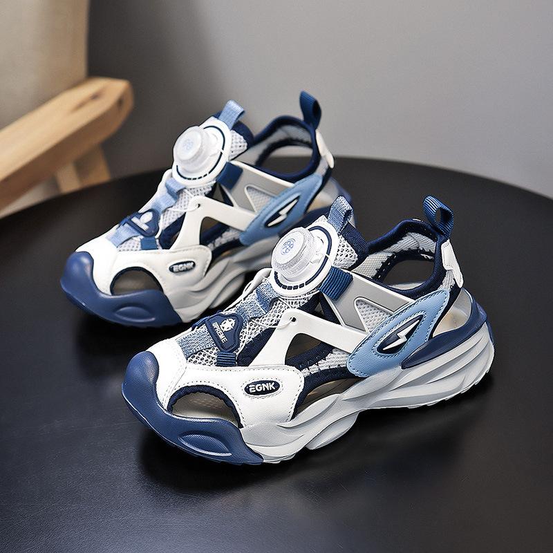 Classmate 2025 summer mesh rotating buckle bag head sandals boys hollow creek shoes girls sports beach shoes