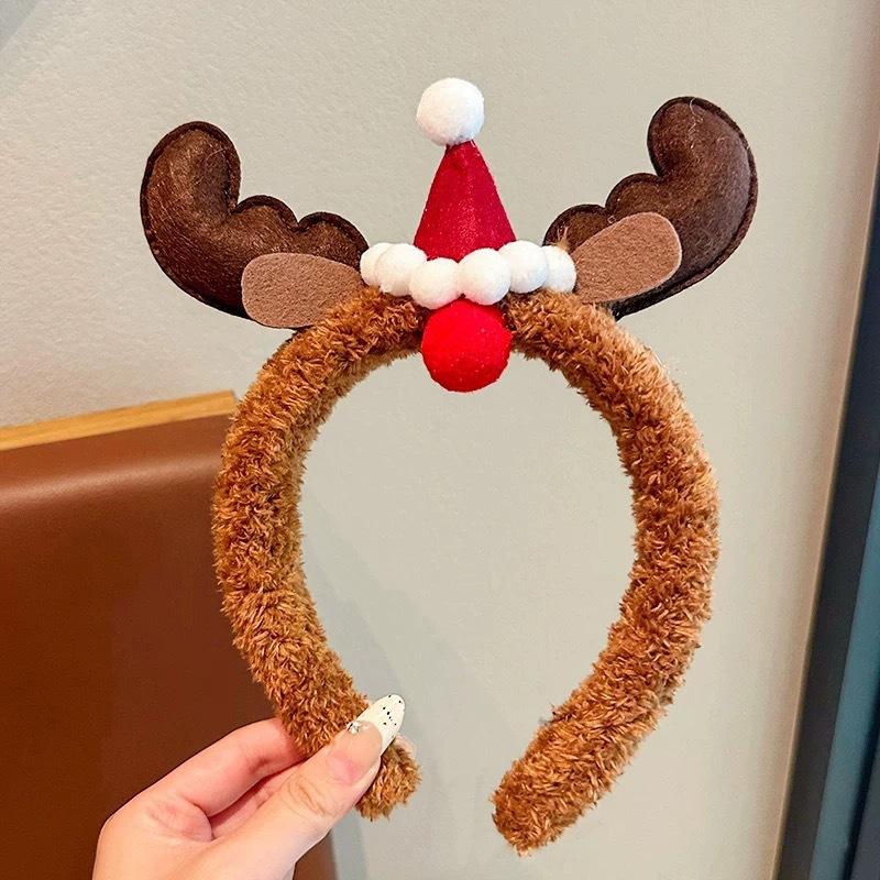 1Pcs Girls Plush Reindeer Antlers Deer Ear Christmas Party Cosplay Headbands Christmas Hair Hoop Festival Hair Accessories Gifts