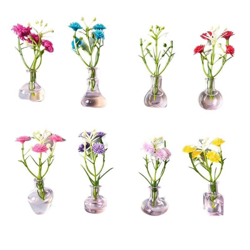 Mini Magnetic Vase Pink Refrigerator Magnet DIY Jewelry Accessories Glass Bottle Cat Whisker Collection