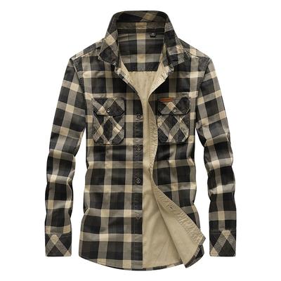 Men's Business Casual Workwear Shirt, Youth Men's Lapel Shirt, Plus Size Checkered Shirt