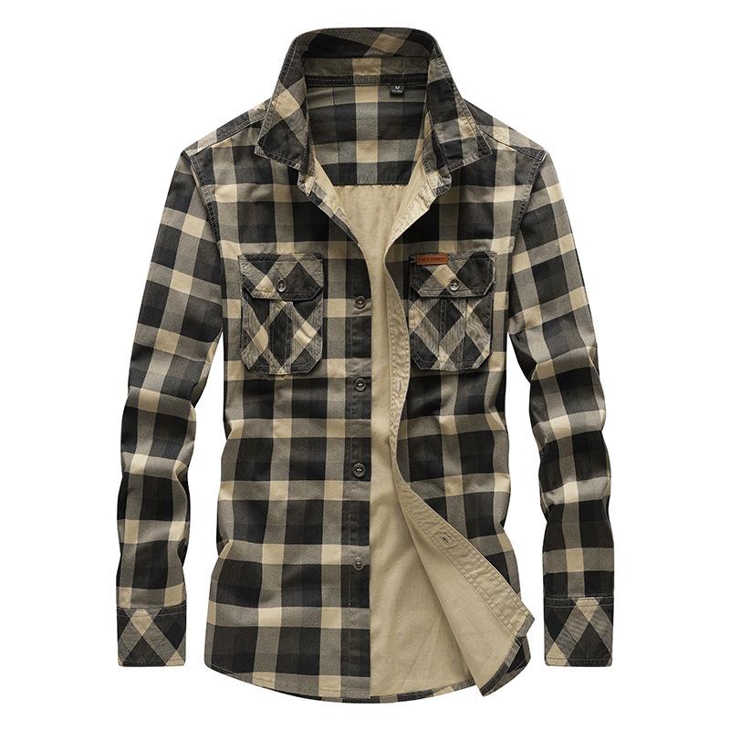 

Men s Business Casual Workwear Shirt, Youth Men s Lapel Shirt, Plus Size Checkered Shirt L