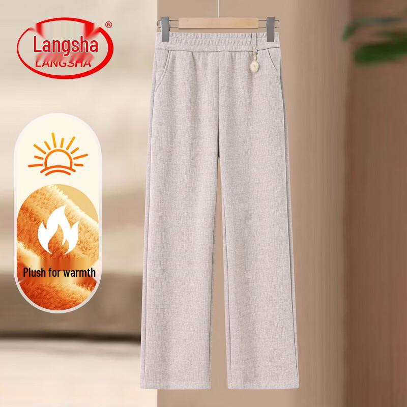 LangSha Women s Winter Fleece-Lined Straight-Leg Pants XL